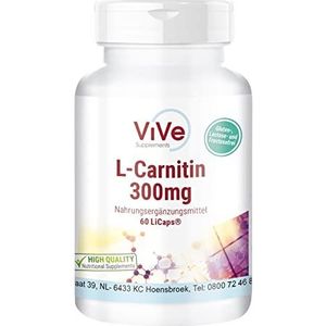 L-Carnitine 300mg - 60 capsules - kristallijn carnipure-carnitine in luchtdichte LiCaps - hoge dosis en veganistisch | Kwaliteit uit Duitsland van ViVe Supplements