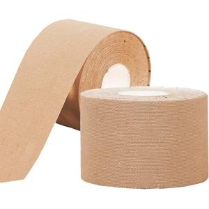 NELLHOMY Kinesiotape, 2 rollen kinesiotape, sporttape, 5 cm x 5 m, elastisch en waterdicht, voor schouder, rug, knieën, ellebogen en nek, huidskleur