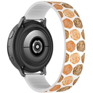 RYANUKA Solo Loop armband compatibel met Samsung Galaxy Watch 6 / Classic, Galaxy Watch 5 / PRO, Galaxy Watch 4 Classic (gestileerd oranje beige) rekbare siliconen band band accessoire, Siliconen,