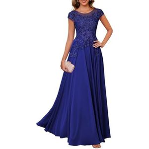 Dames chiffon moeder van de bruid jurk plooien Avond Prom jurken Cocktail Jurken Plus Size, koningsblauw, 32