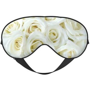 Witte roos slaapmasker, oogmasker om te slapen, volledig verstelbare oogbeschermers voor vrouwen/mannen
