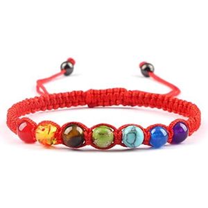 6MM 7 Chakra Gevlochten Natuursteen Armband Engry Armbanden Paar Yoga Sieraden Ketting Pulsera Voor Vriend, rood