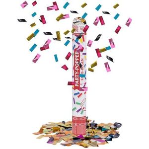 Party Factory confetti partypopper, 40 cm, 8 m vlieghoogte, confettiregen voor bruiloft, Valentijnsdag, oudejaarsavond of vrijgezellenfeest, 1er Set, multicolor