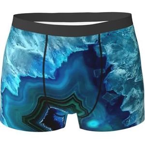 ZJYAGZX Heldere Aqua Blue Print Boxerslips voor heren - Comfortabele ondergoed Trunks, ademend vochtafvoerend, Zwart, S