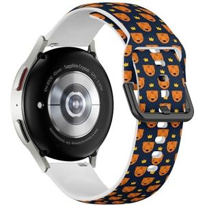 Ryanuka Zachte sportband compatibel met Samsung Galaxy Watch 6 / Classic, Galaxy Watch 5 / PRO, Galaxy Watch 4 Classic (Baby Tiger Gold Crown) siliconen armband accessoire, Siliconen, Geen edelsteen