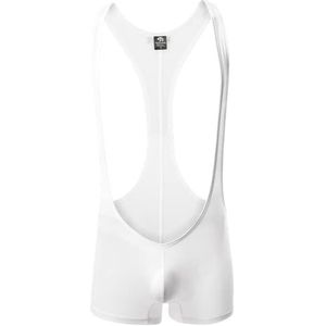 Juflam Bodysuit met luipaardpatroon voor heren, worstelsinglets, leotard, gymondergoed (WH41-wit, medium), WH41-wit, M