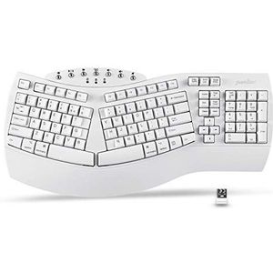 Perixx PERIBOARD-612W Draadloos ergonomisch gesplitst toetsenbord met Dual Mode 2.4G en Bluetooth-functie, compatibel met Windows 10 en Mac OS X-systeem, wit, Amerikaanse QWERTY lay-out