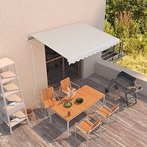 Rantry Automatisch intrekbaar zonnezeil, 300 x 250 cm, crème, buitengordijn voor privacy, balkon, terras