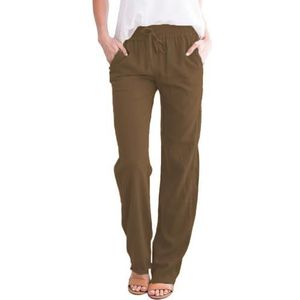 yk8fass Losse Wide-Leg Broek qe-2309, Bruin, 4