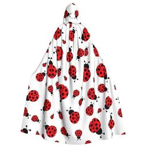 Bxzpzplj Ladybug Womens Mens volledige lengte carnaval cape met capuchon cosplay kostuums mantel, 185 cm