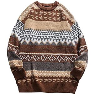 DDUNO Womens Y2k Vintage Trui Gebreide Jumper Lange Mouw Trui Tops Knitwear Sweatshirt Herfst Winter, Koffie, M