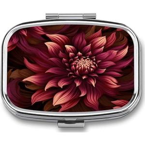 Wijn Rood Artistieke Bloem Pil Doos Pil Organizer Pil Case 2 Compartiment Geneeskunde Pil Organizer Kleine Pil Case Pil Container Pil Houder Leuke Pillendoos Mini Pil Case