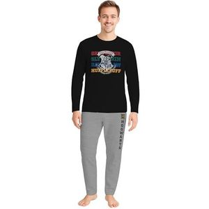 United Labels Harry Potter Hogwarts Pyjama voor heren, lang, grijs, zwart, pyjamaset met lange mouwen en broek, herenpyjama, grijs/zwart, M