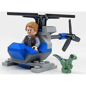 LEGO Jurassic World: Owen met helikopter en Baby Raptor Blue