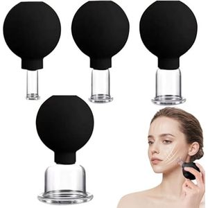 4 stuks Facial Cupping Set voor gezicht 4 maten gezicht cupping cups vacuüm gezicht zuignap glas siliconen therapie set voor schoonheid lichaam massager pijnlijke spieren.