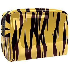 Make-up Bag PVC Toilettas met rits waterdichte cosmetische tas met bruine tijger voor vrouwen en meisjes