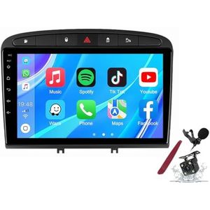 Android 14 Autoradio Sat Navi voor P-eugeot 408(2010-2016) 9 Inch Touchscreen Multimedia Speler met Draadloze Carplay GPS Navigatie FM RDS Bluetooth 5G-WiFi SWC DSP,M120s