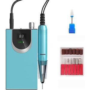 Nagelvijl elektrisch, Draagbare draadloze nagelboormachine, 30000 RPM oplaadbare manicure elektrische nagelvijlboormachine(Blue)