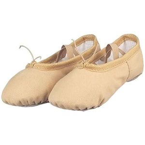 Balletschoenen, Platte canvas balletschoenen, Balletoefeningschoenen met zachte zool, Gymnastiekschoenen for dames, Balletoefening (Color : Light Tan, Size : Size 34)