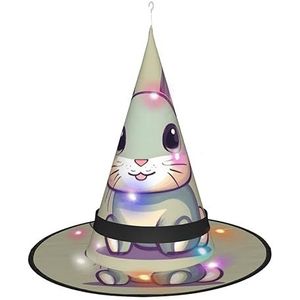 Schattig klein konijntje uniek lichtgevend ontwerp om je Halloween heksenhoed op te lichten LED-lichtdecoratie maakt je de focus van de partij puntige hoed 1 stuks