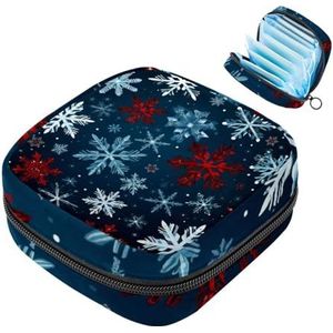 MUOOUM Maandverband Opbergtas, Kerst Sneeuwvlok Patroon Menstruatie Cup Pouch, Draagbare Maandverband Pads Opbergzakken Vrouwelijke Menstruatie Eerste Menstruatie Tas voor Tiener Meisjes Vrouwen Dames