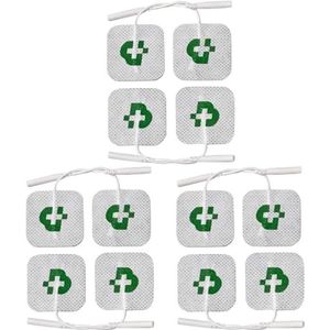 TESMED Elektroden pads voor TENS en EMS-prikkelstroomapparaten met 2 mm stekkeraansluiting, zelfklevend, 12 stuks van elk 50 x 50 mm