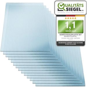 KAISER plastic® Broeiplaten 12 stuks | Holle wandplaten dubbele platen 6mm | Platen voor broeikas | Polycarbonaat platen 605 x 1210 mm - 6 mm dikte - 950g/m²