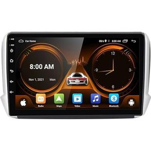 Android 14.0 2 Din Autoradio 9"" Touchscreen Auto Stereo voor Peugeot 2008 208 2013-2020-[Ingebouwd CarPlay/Android auto/DSP/GPS]-Support MIC/Stuurbediening/Bluetooth 5.0(P5 4G+WIFI 8Core 8G+128G)