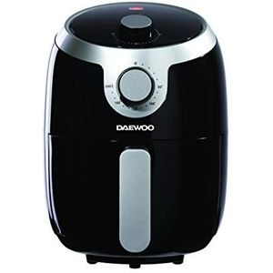 Daewoo SDA1599 2L Single Pot Air Fryer met snelle luchtcirculatie en 0-30 minuten timer, 80-200 °C temperatuurbereik en bescherming tegen oververhitting, afneembare bakplaat en antislipvoeten, zwart