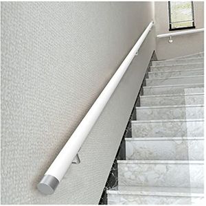 Leuningen voor trappen met beugels, Trapleuning met zilveren muurbeugels for binnentrappen, antislip steunrail(White,2.2m(7.2ft))