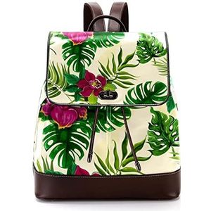 Gepersonaliseerde casual dagrugzak tas voor tiener tropische planten bloemen patroon schooltassen boekentassen, Meerkleurig, 27x12.3x32cm, Rugzak Rugzakken