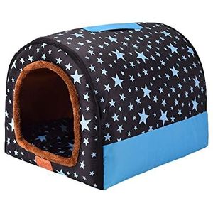 2-in-1 draagbaar Igloo hondenhuis, afneembaar wasbaar hondenbed met dak, groot, warm, opvouwbaar, antislip, gezellig, hondenbed, grot, huisdierenslaapnest, stijl-C, L
