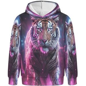 KAAVIYO Tijger Rose Starlight Hoodies Atletische sweatshirts met capuchon 3D-print schattig voor meisjes en jongens, Patroon, S