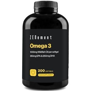 Omega‑3-2000 mg (EPA 700 mg & DHA 500 mg) per dagelijkse dosis (2 softgels) - Handhaaft normale triglyceridenwaarden - Met natuurlijk vitamine E antioxiderend - Zenement