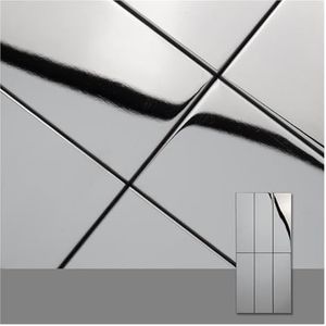1 stuk zilveren minimalistische metalen roestvrij staal mozaïek tegel achtergrond muur restaurant bar matte spiegel strip wandtegel (kleur: zilver glanzend oppervlak 296 x 145 mm)