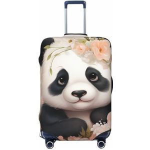 BTCOWZRV Panda Bagagehoes met bloemen elastische wasbare kofferbeschermer anti-kras reisbagagehoezen stofdichte bagagehoezen draagbare kofferhoezen geschikt voor bagage van 45-70 cm, Zwart, M