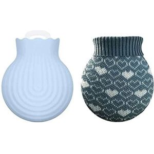 Mini warmwaterkruik, warmwaterkruik magnetron verwarming siliconen warmwaterkruikzak met gebreide hoes, warme en koude therapieën rugpijn - cadeau voor ouders, kerstmis (maat: multi) (maat: lichtgeel)