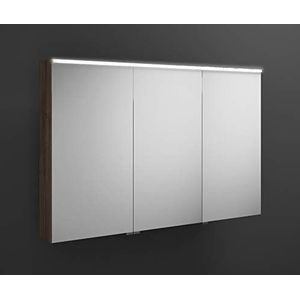 Burgbad Eqio spiegelkast met horizontale LED verlichting, 3 deuren, middenaanslag rechts, 1200x800mm, SPGS120L, Body: Kastanjedecor-truffel