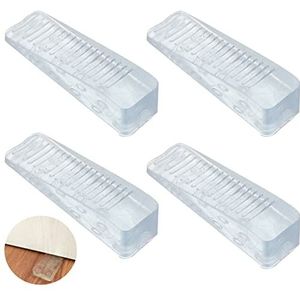 Zhioudz Deurstopper Set van 4, Rubberen Deurwig Antislip, Deurstopper Rubber, Deurwig Rubberen Antislip Vloerdeurstopper, Geurvrije Rubberen Wig, Gebruikt op Badkamer, Balkondeur, Kinderkamer (Transparant)