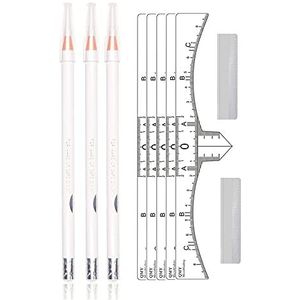 Witte Kleur Microblading Wenkbrauw Peel-off Potlood Zachte Potlood Brow Mapping Outling Marker Liner met Blade en Sticky Heerser