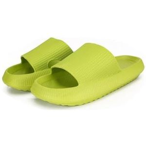 Slippers dames heren kussenachtige pantoffels, pantoffels met dikke buitenzool, antislip sneldrogende doucheglijbanen badkamersandalen (40/41EU,Green)