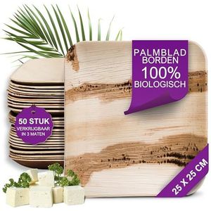 Waipur Bio Palmblad Bord – 50x Vierkant Bord 25x25cm - Composteerbaar Eersteklas Wegwerp Servies - Milieuvriendelijke Wegwerp Borden - Wood Disposable Plates