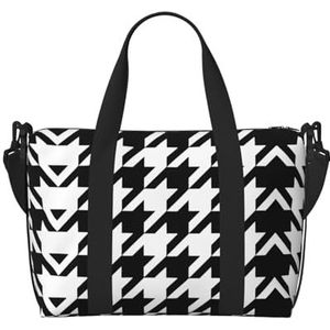 XTYGETY Houndstooth Zwarte Rits Tote Tassen Voor Vrouwen Ruime Reistas Voor Weekend Uitstapjes Duffle Bag Voor Mannen, Zwart, Eén maat