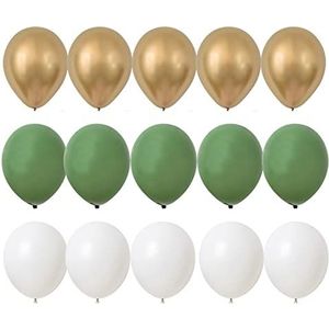 Ballonnen 2 0 stks 1 0 inch ballon kit retro groene witte gouden ballen for verjaardag trouwdag jungle zomer feest decor huisbenodigdheden Heliumballonnen (Color : 15pcs 10inch A, Size : 10inch)