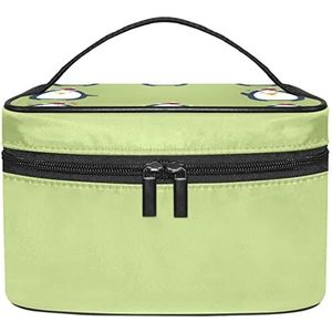 Pinguïn groene make-up organizer tas, reismake-up tas organizer case draagbare cosmetische tas voor vrouwen en meisjes toiletartikelen, Meerkleurig, 22.5x15x13.8cm/8.9x5.9x5.4in
