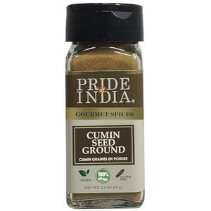 Pride Of India - Organic Cumin Sail Ground - 2.4 Oz (68 GM) Kleine Dual Sifter Jar - Authentieke Indian Staple Spice - Beste voor Culinair gebruik