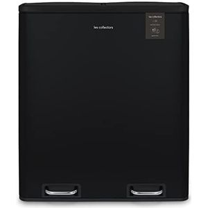 Les Collectors Nr. 910, recycling afvalbak, 2 x 30 l, afneembare emmer, 60 l, stil, roestvrij staal, mat zwart
