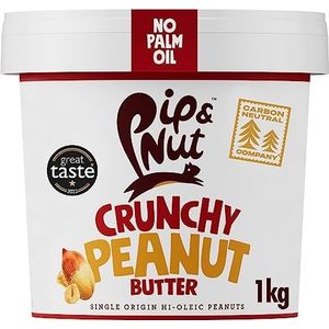 Pip & Nut - Knapperige pindakaas (1 kg) | Natuurlijke notenboter, geen palmolie, geen toegevoegde suiker, Hi-Oleic pinda's, rijk aan onverzadigde vetten, glutenvrij, veganistisch, zuivelvrij