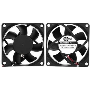 2 stuks SXDOOL 12V 70mm 7cm koelventilator 70mmx70mmx25mm 7025 dubbele kogellagers pc-computerbehuizingventilator DIY router GPU CPU-koelventilator