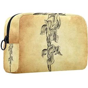 Make-up tas,draagbare cosmetische tas,bloem in retrostijl,Travel Makeup Case Organizer voor vrouwen met handvat